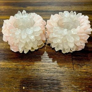 Crystallized candle holders.